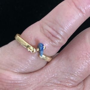 Shiraleah Anthropologie Ravel Stacking Ring Blue Rock Stone Adjustable Sizing